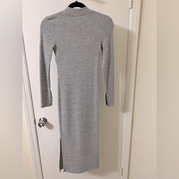 Topshop Wrapped Rib Midi Sweater Dress in Grey size 2 - Picture 10 of 11